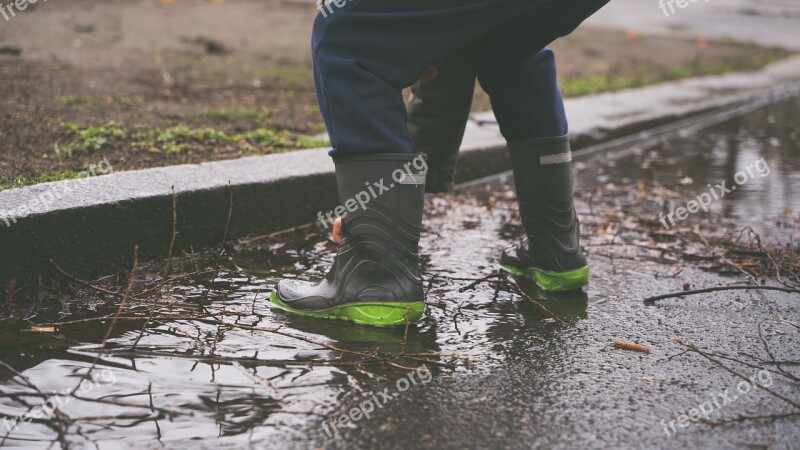 Boy Rain Boots Girl Pool Dirty