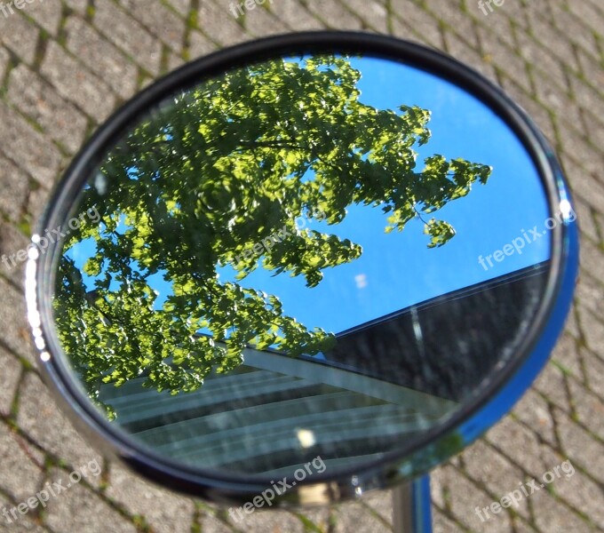 Mirror Vespa Summer Sky Tree Leaves