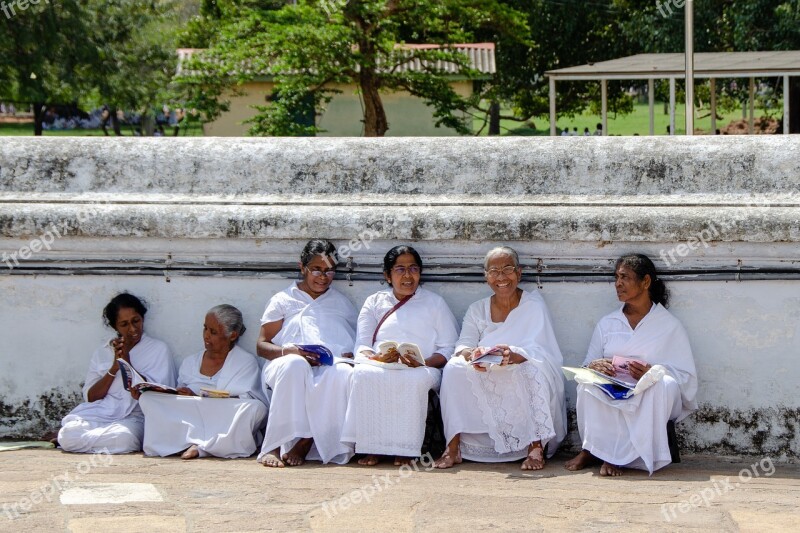 Buddhist Buddhism Religion Women Sitting