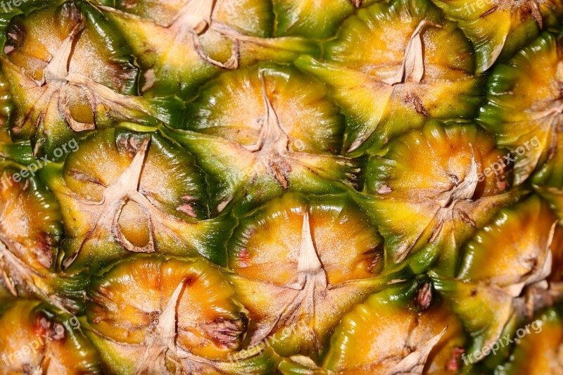 Pineapple Shell Close Up Detail Ripe