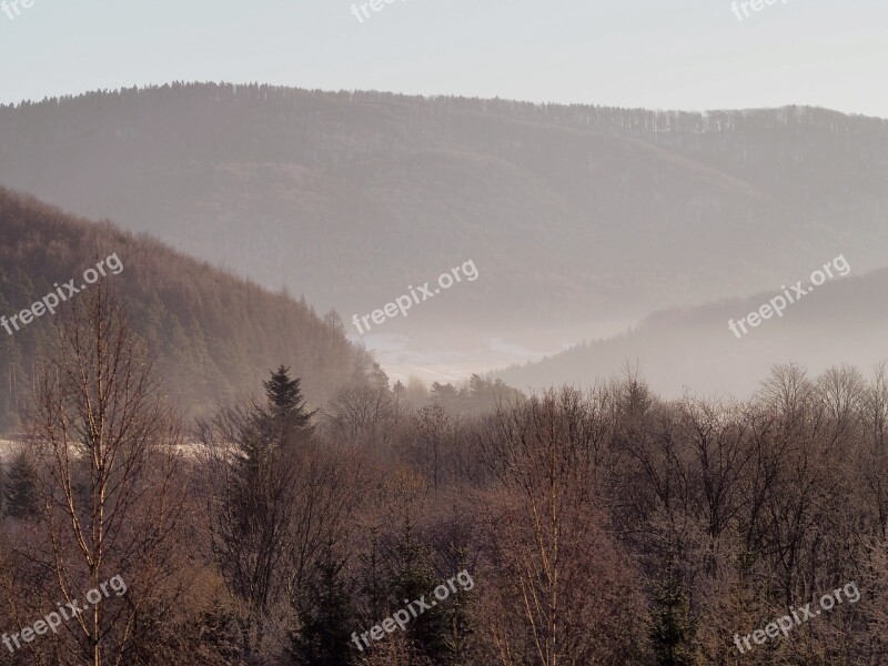 Beskids Mountains The Fog Landscape Forest