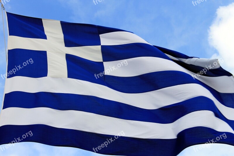 Flag Greece Blue Symbol Nation