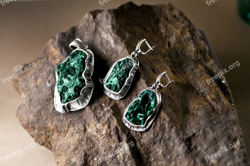 Malachite Silver Russia Jewelry Pendant