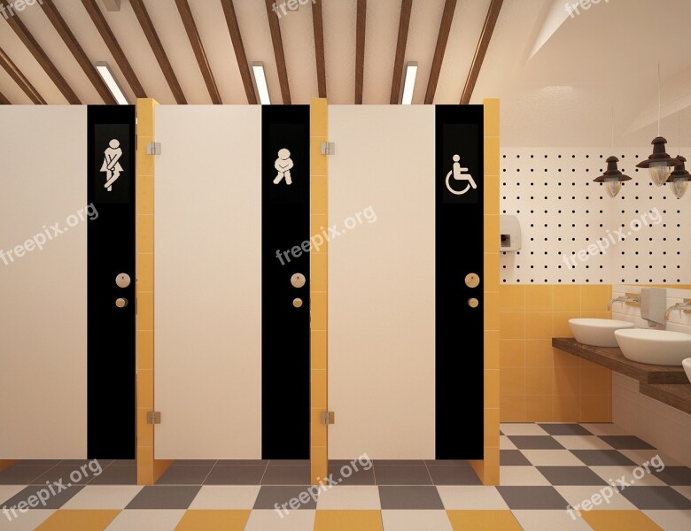 Bathroom Public Toilet Toilet 3d Interior