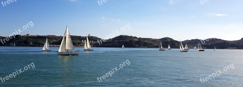 Lisbon Portugal Sailing Boats Sails Sea