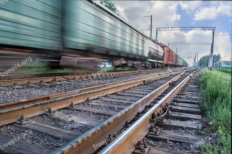 Railway The Ussr Train Cars Road