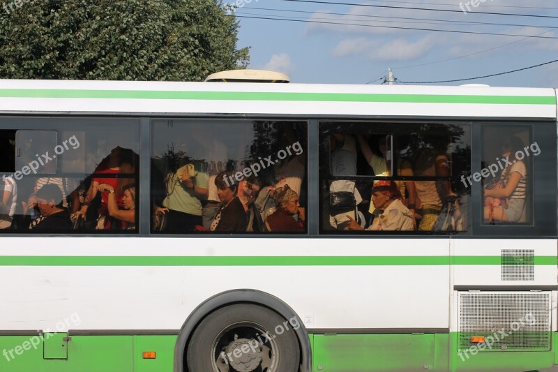 Bus Passengers Filled With Jam Transport