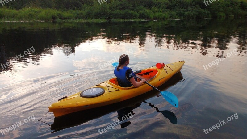 Kayak Girl Lake Paddling Outdoor