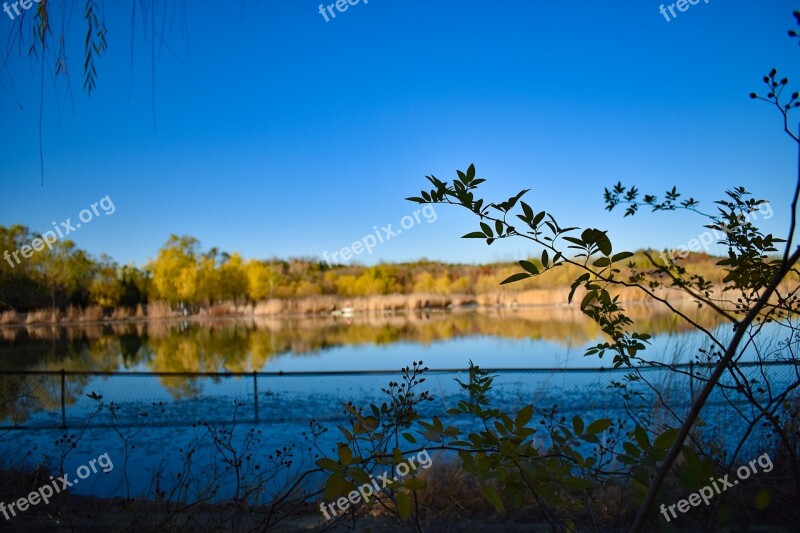 Lake Autumn Blue Sky Sky Outdoor