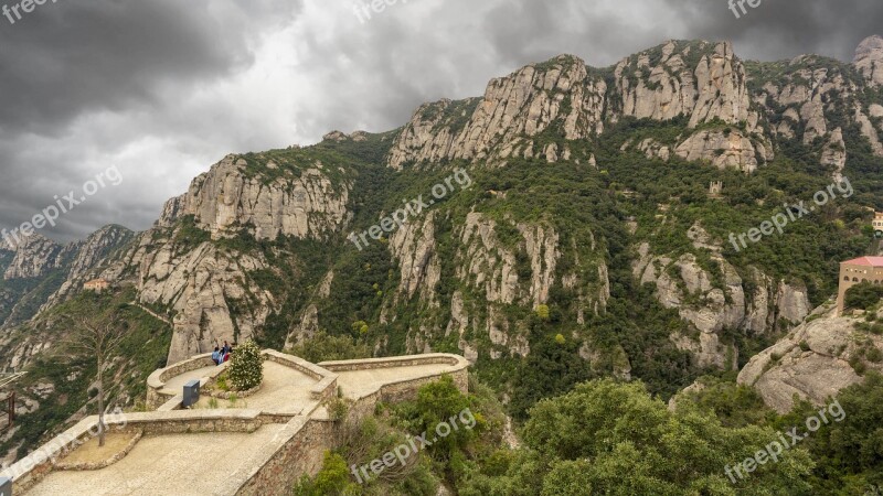 Barcelona Mountains Montserrat Landscape Mountain