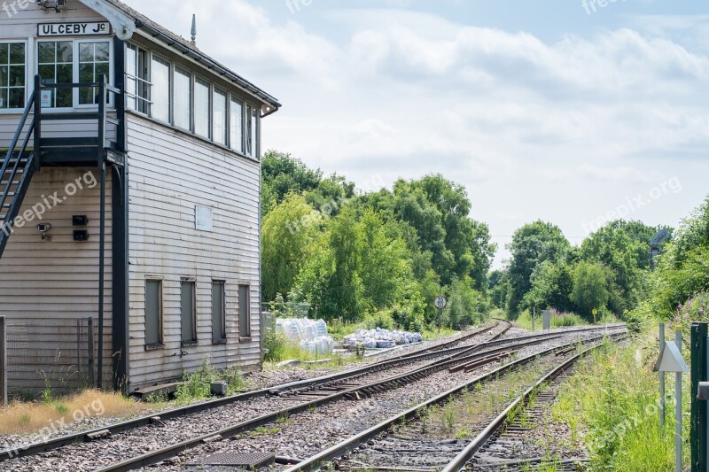 Railway Signalbox Train Rails Rail