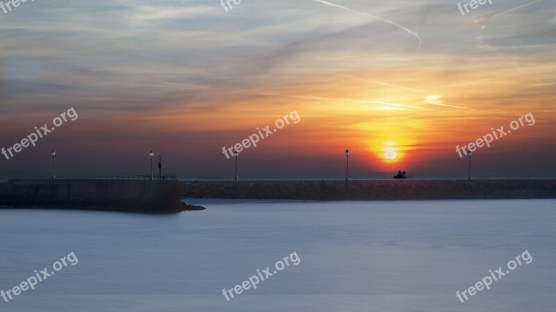 Sunset Scheveningen Sea Evening Sky Eveningsky