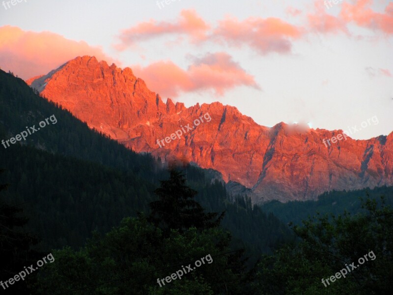 Sunset Alpine Mountains Mood Austria