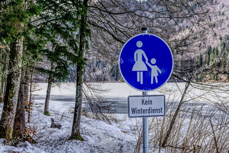 Traffic Sign Pedestrian Flatly Away Alpsee