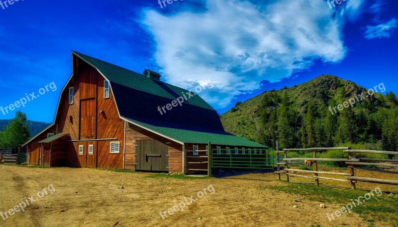 Wyoming America Barn Wooden Mountains