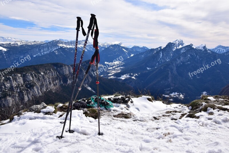 Snowshoes View Hiking Mountain Sport