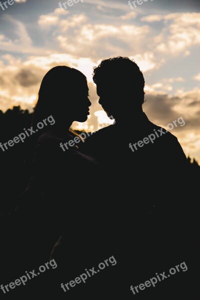 Silhouette Love Romance Couple Kiss