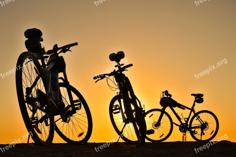 Bicycle Sunrise Sunset Landscape Outdoor