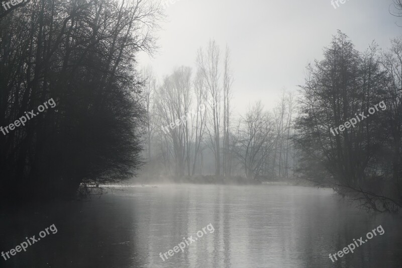 Pond Winter Cold Landscape Lake