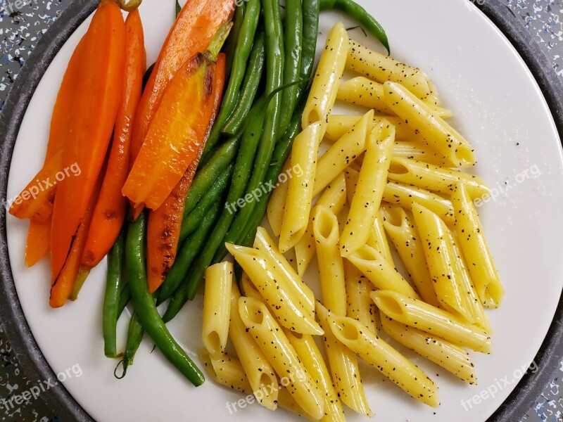 Carrots Green Beans Pasta Lunch Delicious