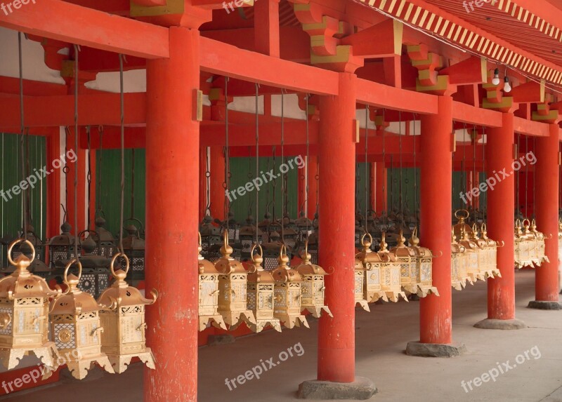 Japan Nara Temple Buddhism Lanterns