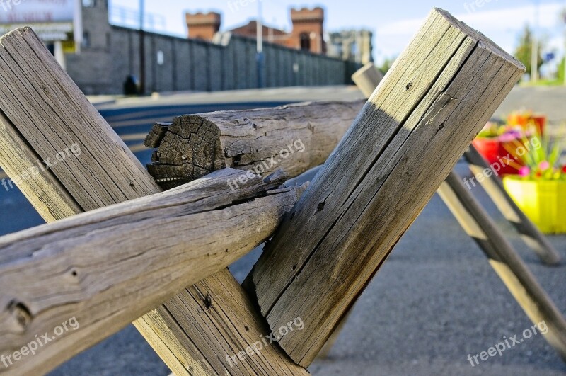 Rail Post Fence Barrier Wood