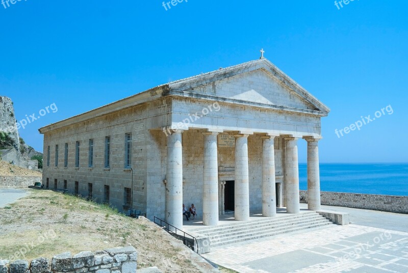 Temple Columnar Antiquity Corfu Architecture