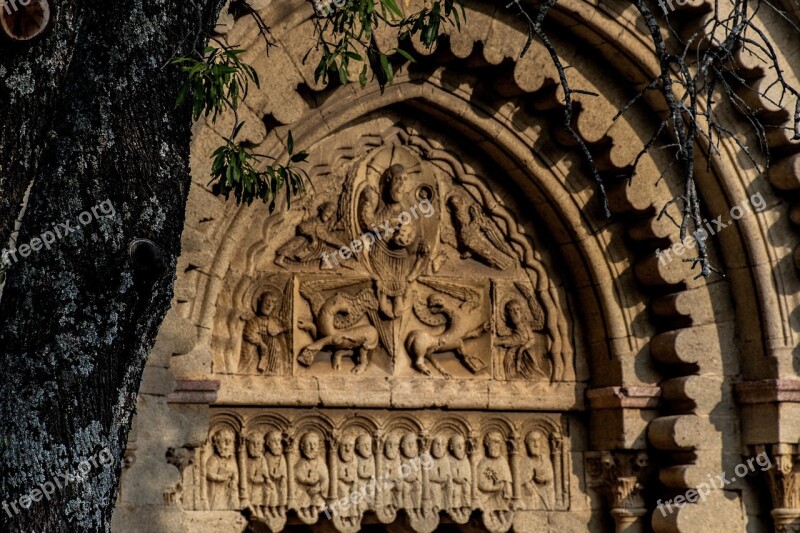 Tympanum Carving Stone Architecture Relief