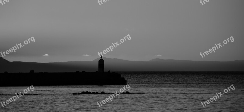 Lighthouse Ocean Blackandwhite Sea Water