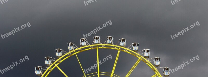 Sky Grey Ferris Wheel Yellow Gondolas