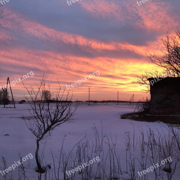 Nature Latvia Sunset Natural Outdoors