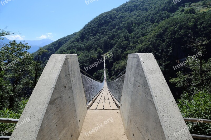 Ticino Switzerland Suspension Bridge Ponte Monte Carasso - Suspension Bridge Carasc