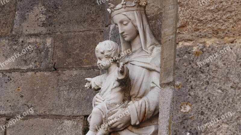 Statue Mary Jesus Religion Pierre