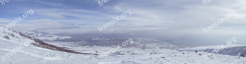 Winter Mountain Panorama Landscape Mountains