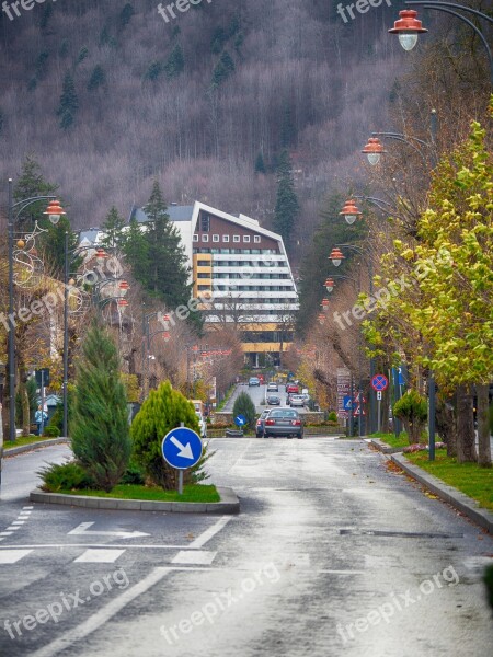 Sinaia Romania Street Mountains Hotel