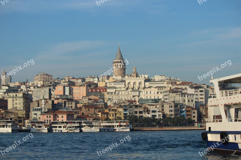 Galata Galata Tower Istanbul Estuary Marine