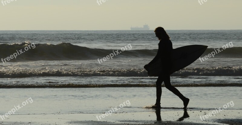 Surfer Wetsuit Lone Sea Activity