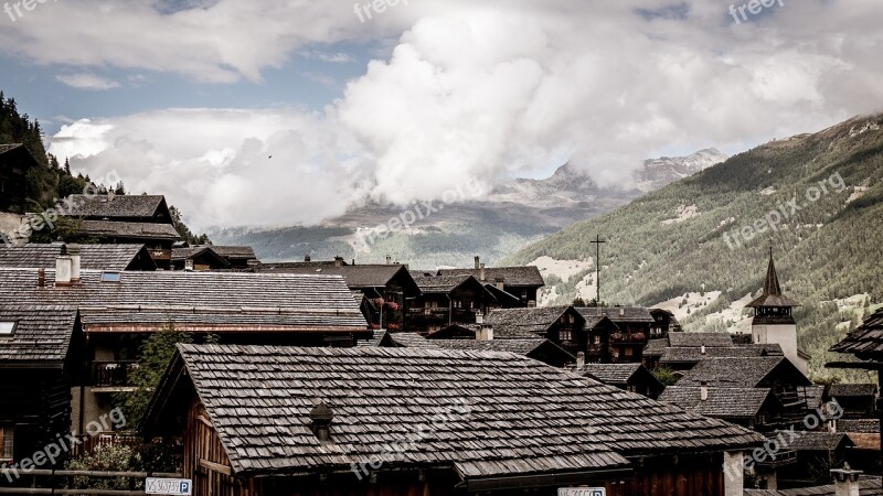 Valais Switzerland Grimentz Cinematic Bergdorf