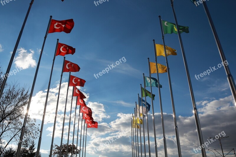 Turkish Flag Flag Sky Cloud Blue