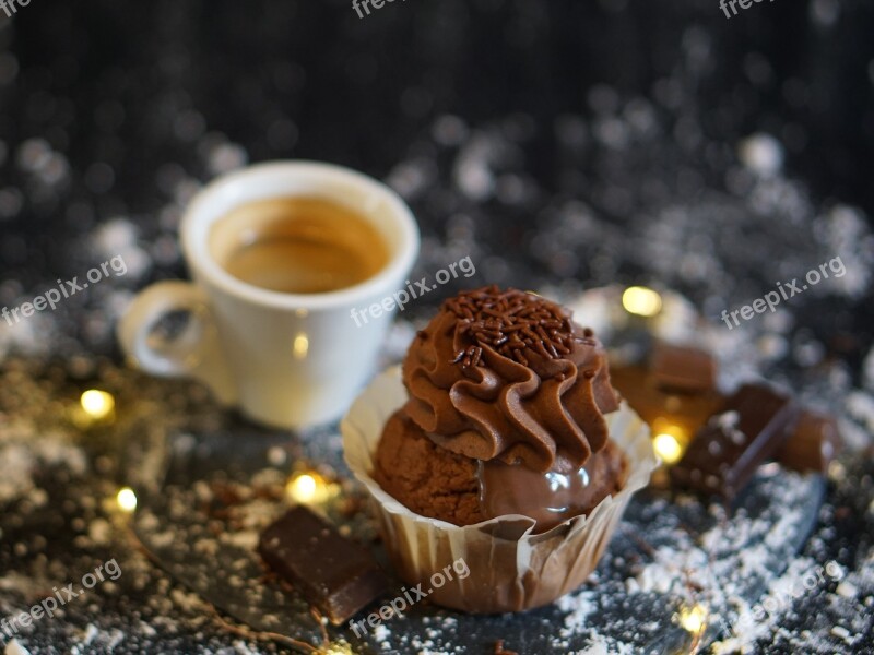 Cupcake Chocolate Coffee Time Eat Cake