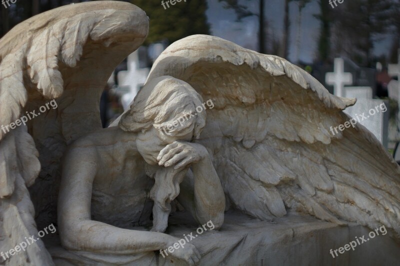 Angel Sadness Death Cemetery Sculpture