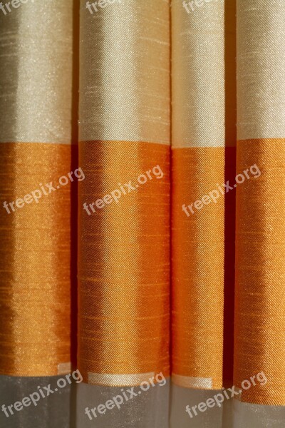 Curtain Orange Fabric Background Close Up