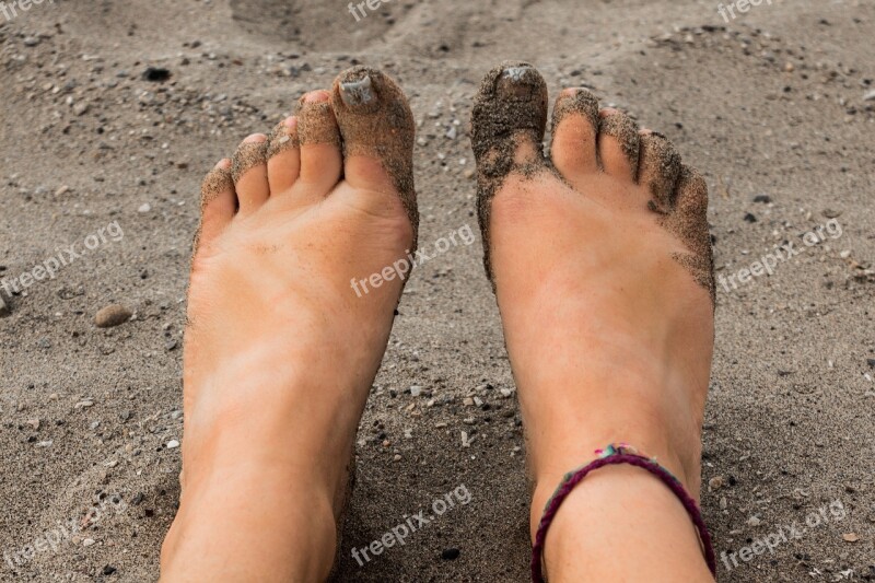 Beach Sandy Feet Bare Foot Sand