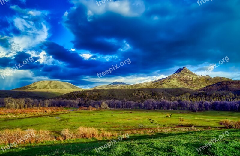 Squaw Mountain Wyoming America Landscape Sky