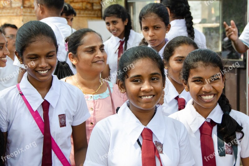 School Girls Girls Sri Lanka Sri Lankan Children