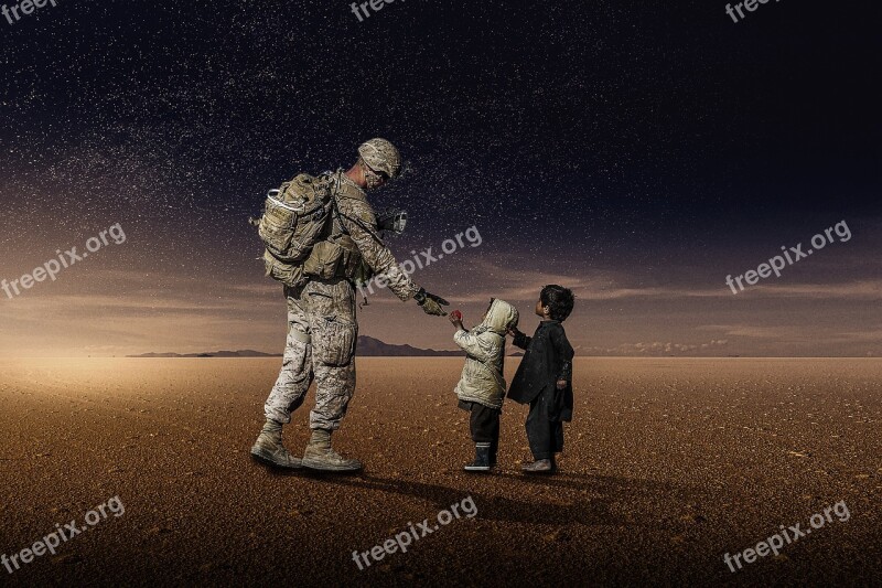 Fantasy Soldier Militarly Uniform Children Desert