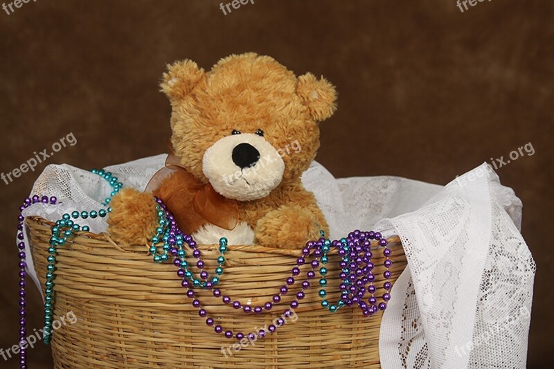 Teddy Bear Lace Beads Basket Free Photos