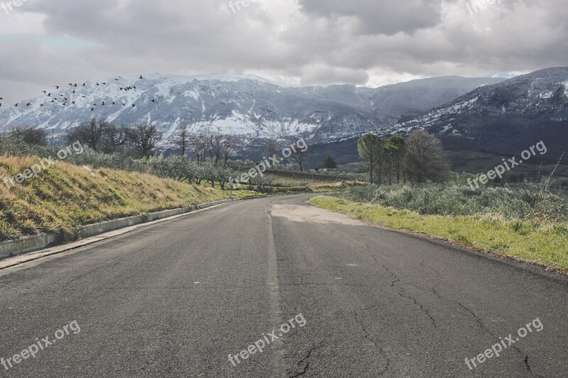 Road Snow Landscape Winter Cold