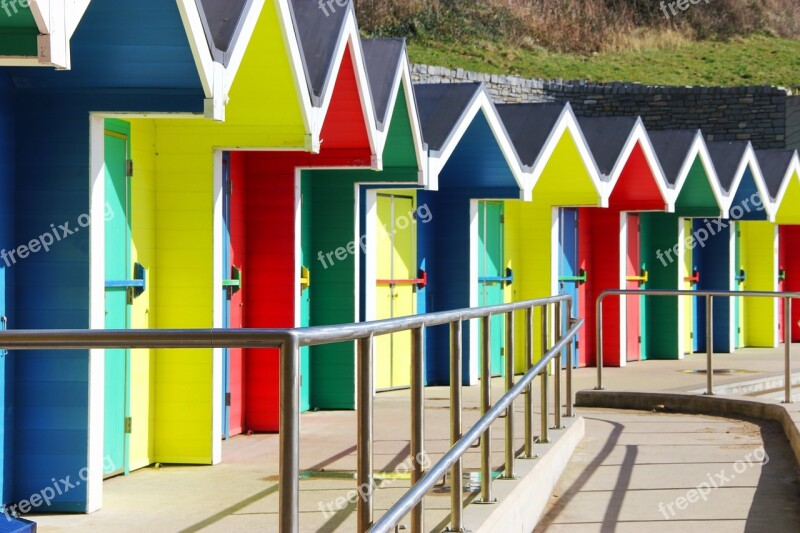 Seaside Huts Beach Colourful Holiday