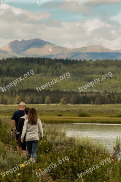 Walking Path Nature River Mountain